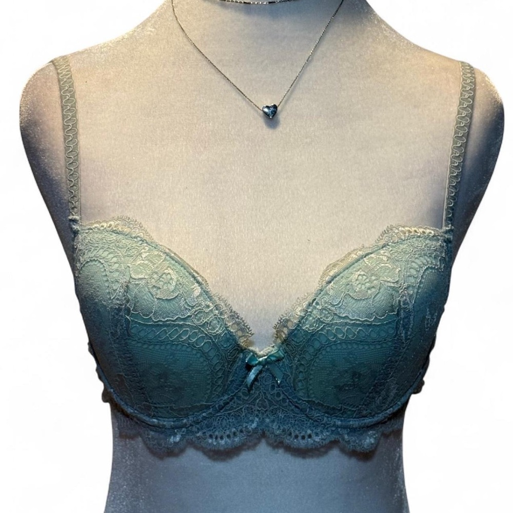 Le Mystere Lace Underwire Bra in Baby Blue size 34C padded